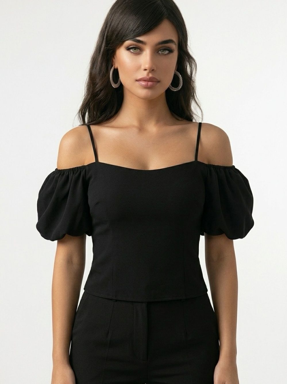 A NEW DAY | NEW Black Off-Shoulder Puff Sleeve Top Women's Size Medium